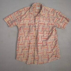 ORVIS Mens Short Sleeve Button Up Shirt Geometric Print Casual Size L